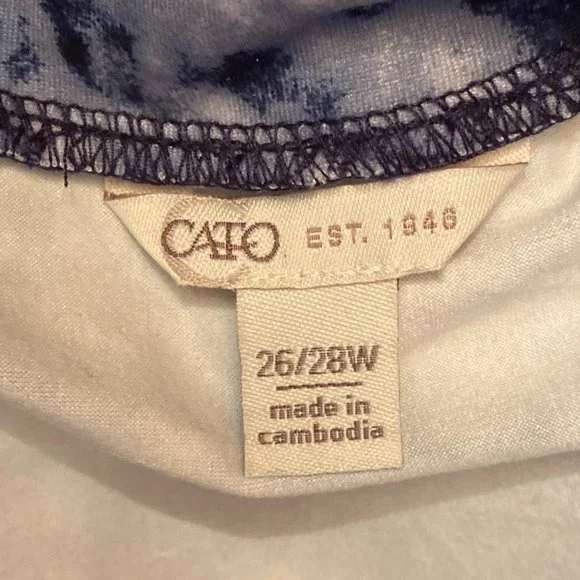 CATO Beautiful Blue & White Dress with Drawstring Waist Long Sleeves 26/28W EUC - Picture 6 of 6